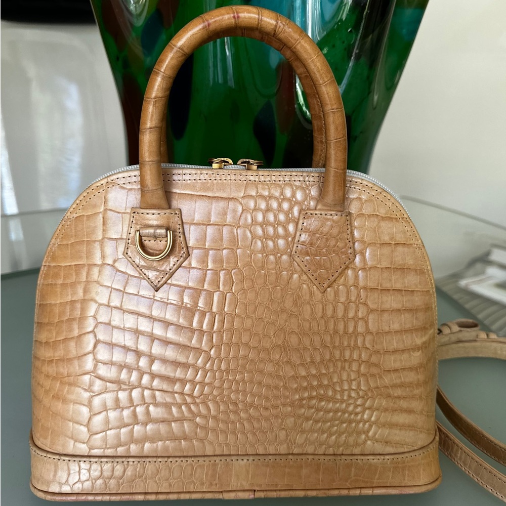 VTG VICENZA 1993 Crocodile Embossed Leather Alma Shaped Bag- w detachable strap - Picture 8 of 16